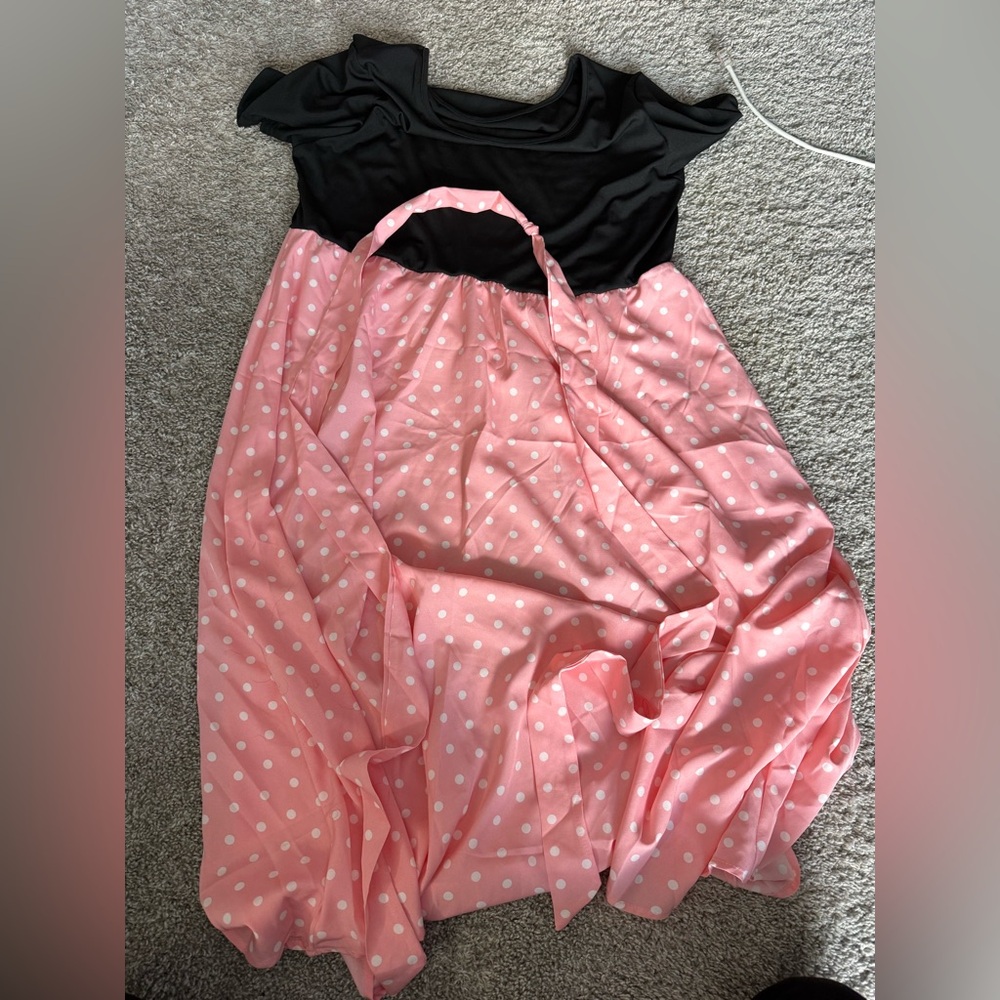 SHEIN Black and Pink Polka Dot Womens Dress
